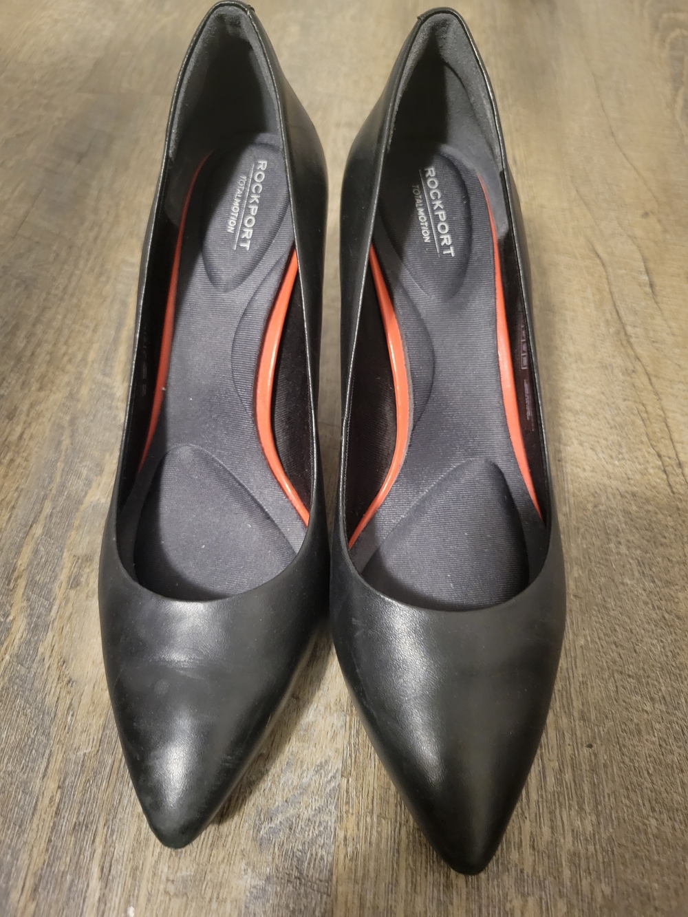 Rockport Women's Black Pointed-Toe Heels with Orange Insole Trim